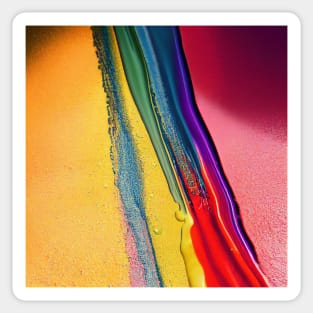 Liquid Colors Flowing Infinitely - Heavy Texture Swirling Thick Wet Paint - Abstract Inspirational Rainbow Drips Sticker